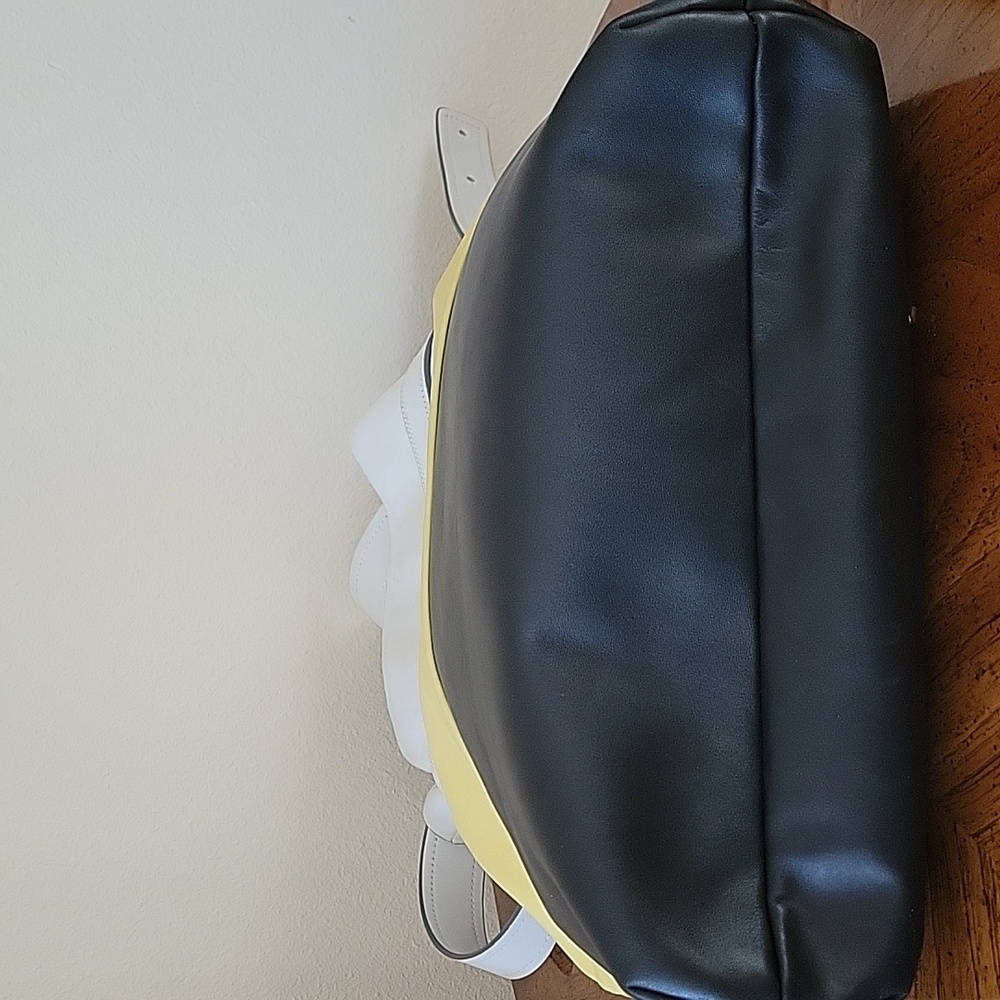 Charles Jourdan Leather Boho Crossbody Bag, Black/Yellow/ White, NWOT - Picture 10 of 16